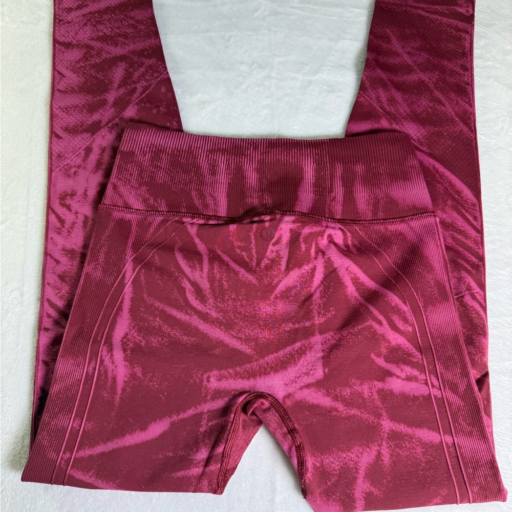 lululemon athletica Pink‎ Tie-Dye The Flow Crop IIActive Leggings XS